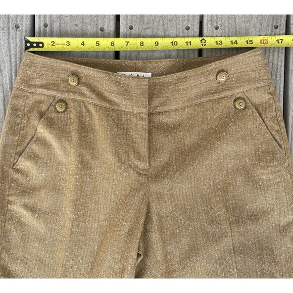 Cabi Women’s 8 Brown Textured Tweed Wide Leg Pants Button Waist Modern Career - Picture 7 of 16
